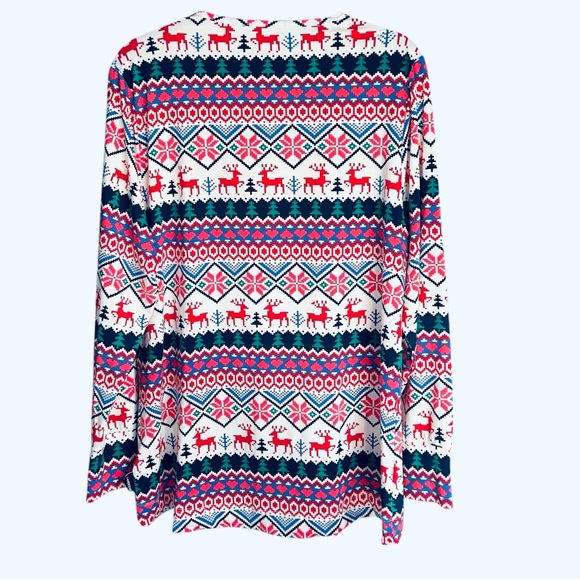 Lands End Thermaskin Base-layer Fair Isle Women’s Shirt 1X Crewneck Winter - Picture 2 of 5